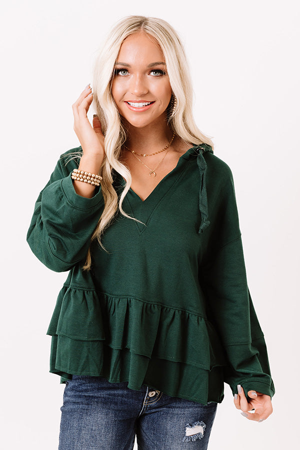 Cozier At The Cabin Sweater In Hunter Green Image - 1