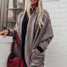 Latte Lifestyle Chenille Knit Cardigan in Grey Image - 1