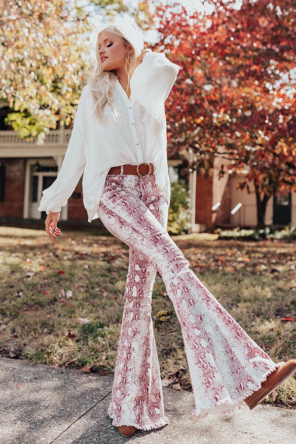The Simon High Waist Snake Print Flares