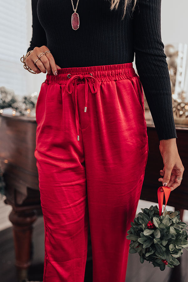 Champagne Taste Satin Joggers In Red Image - 2