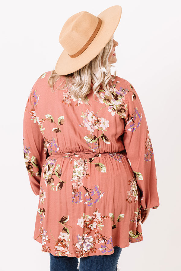 Happy Life Floral Top In Dark Peach Curves Image - 3