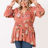 Happy Life Floral Top In Dark Peach Curves Image - 1