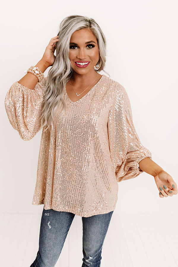 Glam And Go Sequin Shift Top In Gold
