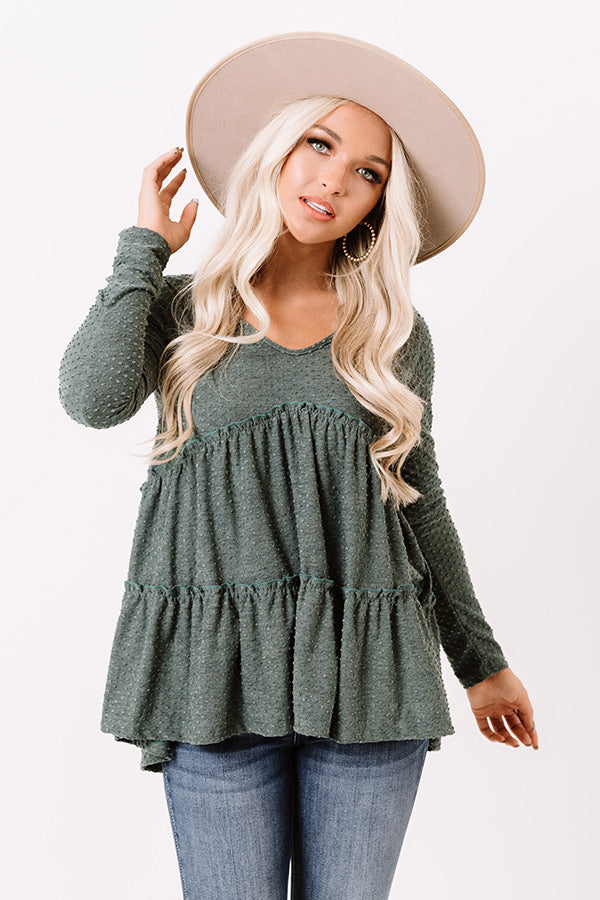 BFF Bond Babydoll Top in Hunter Green Image - 1