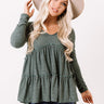 BFF Bond Babydoll Top in Hunter Green Image - 1