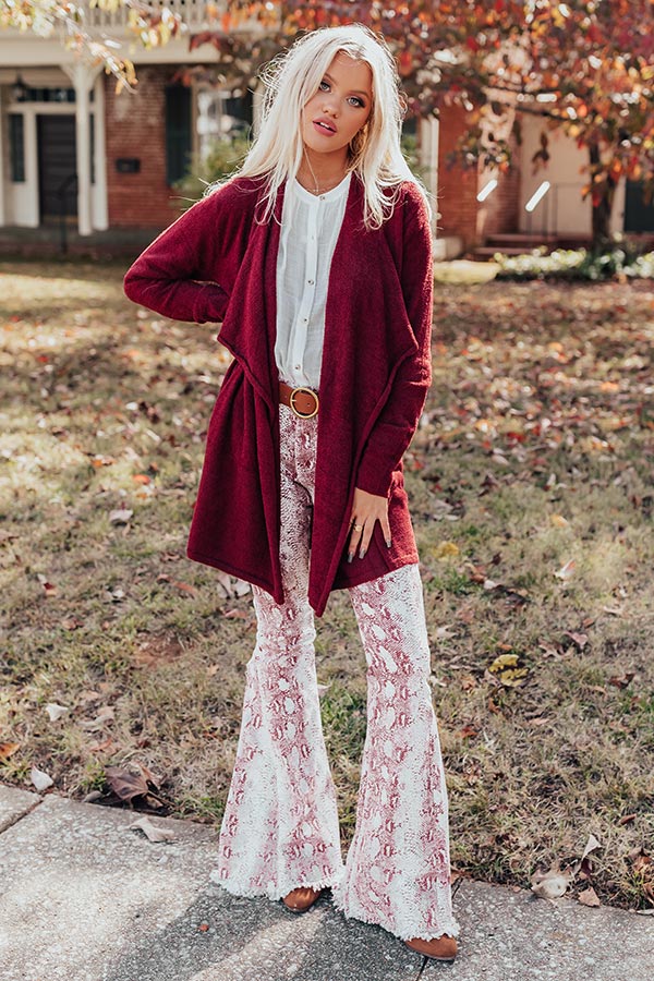 Can't Get Enough Cuddles Cardigan in Wine Image - 1