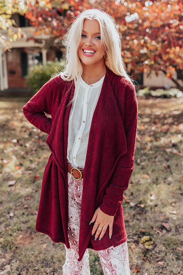 Can't Get Enough Cuddles Cardigan in Wine Image - 2