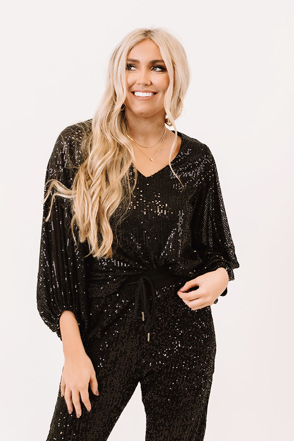 Glam And Go Sequin Shift Top In Black Image - 2