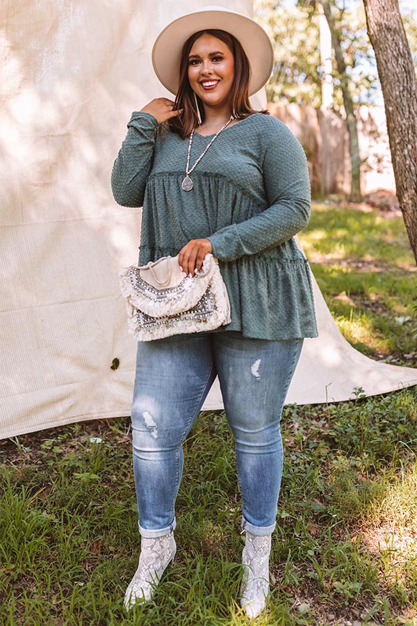 BFF Bond Babydoll Top in Hunter Green   Curves Image - 1