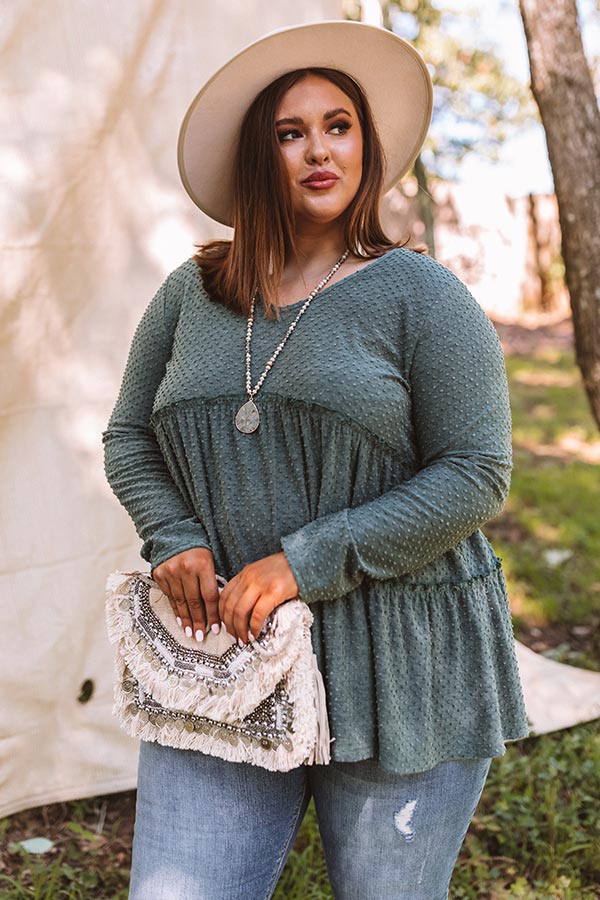 BFF Bond Babydoll Top in Hunter Green   Curves Image - 2