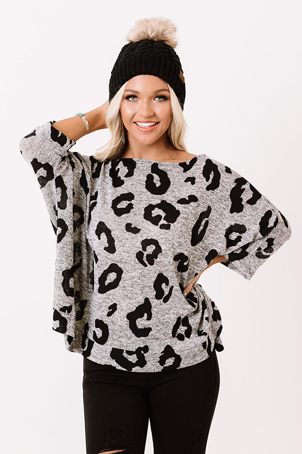 Big Dreams Leopard Shift Top In Grey Image - 1
