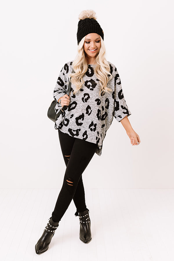 Big Dreams Leopard Shift Top In Grey Image - 2