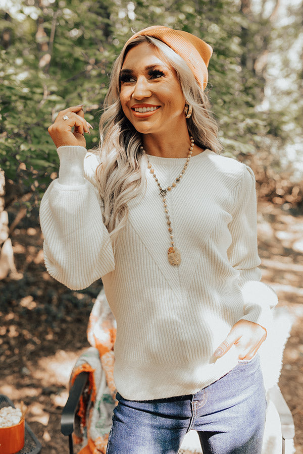 European Holiday Sweater Top in Cream