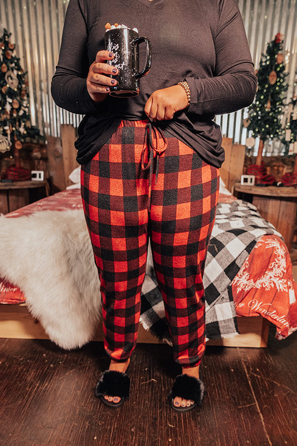 Christmas Morning Buffalo Check Joggers Curves Image - 4