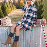 Peppermint Kisses Flannel Tunic Dress in Navy Image - 1