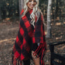 Snuggled Up Buffalo Check Poncho in Red Image - 1