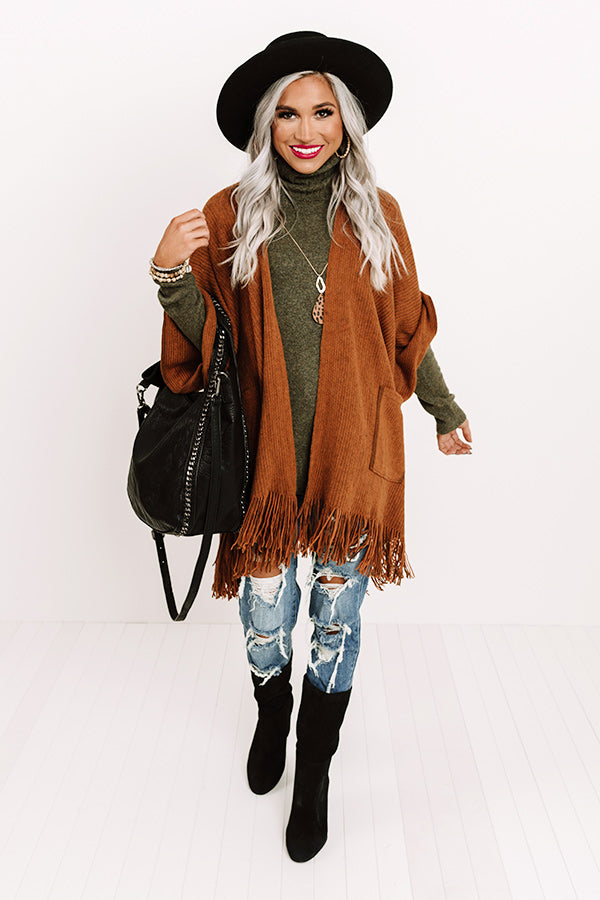 Style History Fringe Poncho In Camel