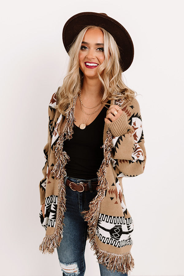 Snuggled Up With Cocoa Cardigan In Khaki Image - 3