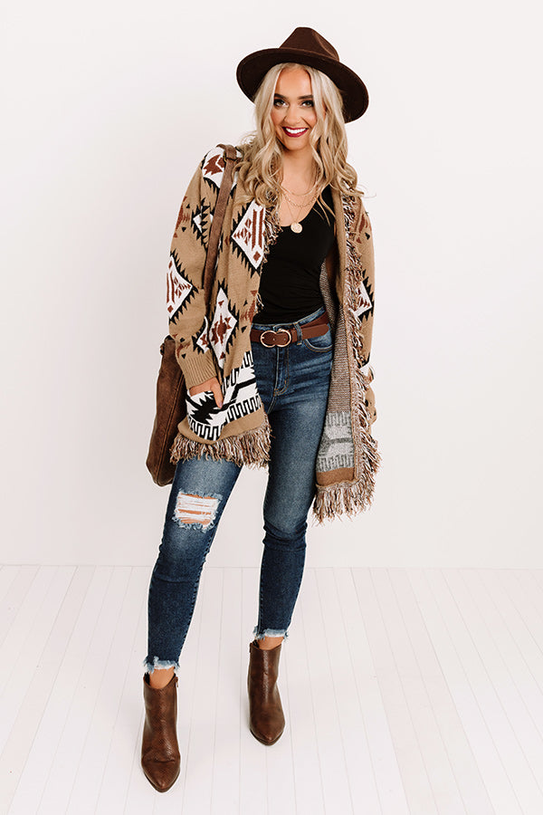 Snuggled Up With Cocoa Cardigan In Khaki