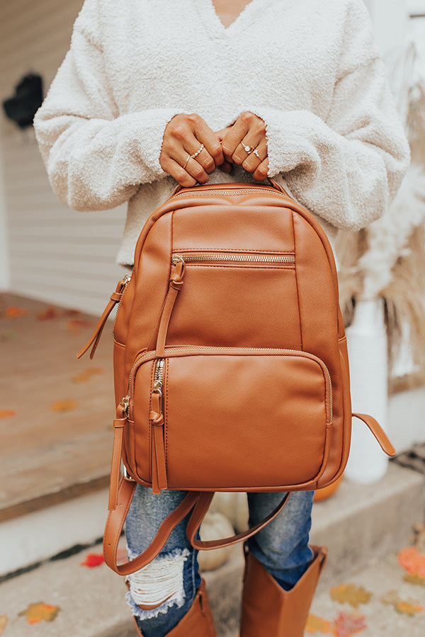 Hiding Out Faux Leather Backpack In Maple