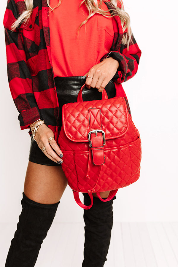 Big Plans Quilted Backpack In Red Image - 1