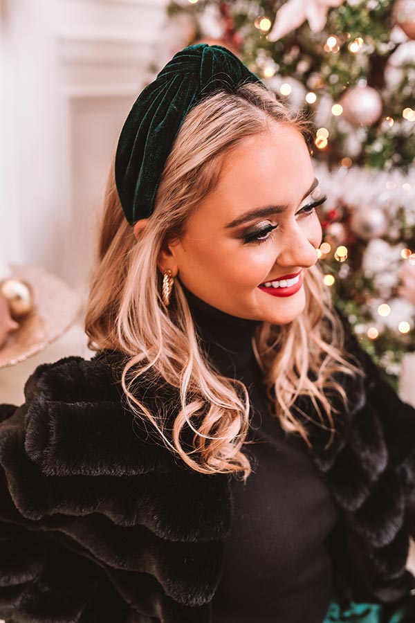 Wrapped In Velvet Headband In Green Image - 3
