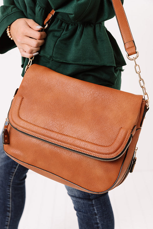 Sleek And Chic Faux Leather Crossbody In Maple Image - 2
