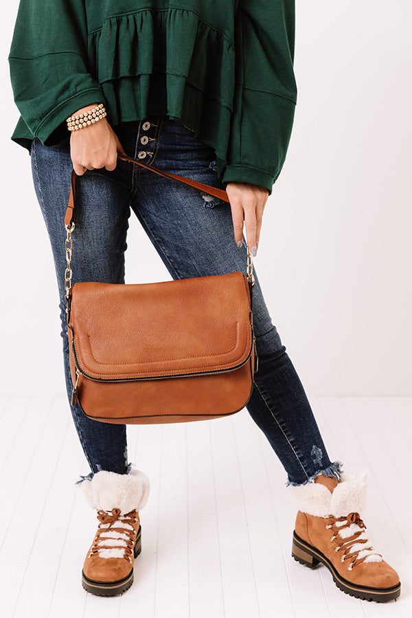 Sleek And Chic Faux Leather Crossbody In Maple Image - 1
