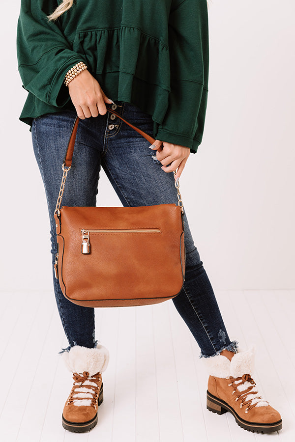 Sleek And Chic Faux Leather Crossbody In Maple Image - 4