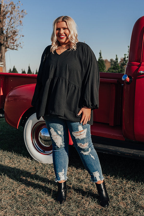 Honor And Love Shift Top In Black   Curves Image - 1