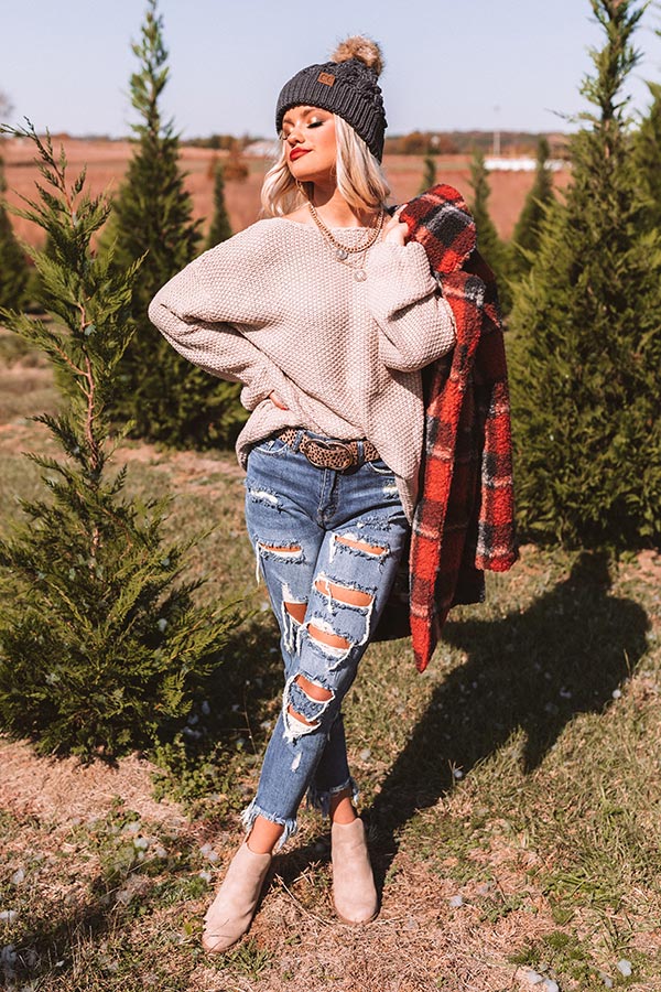 Love At First Frost Knit Sweater in Warm Taupe