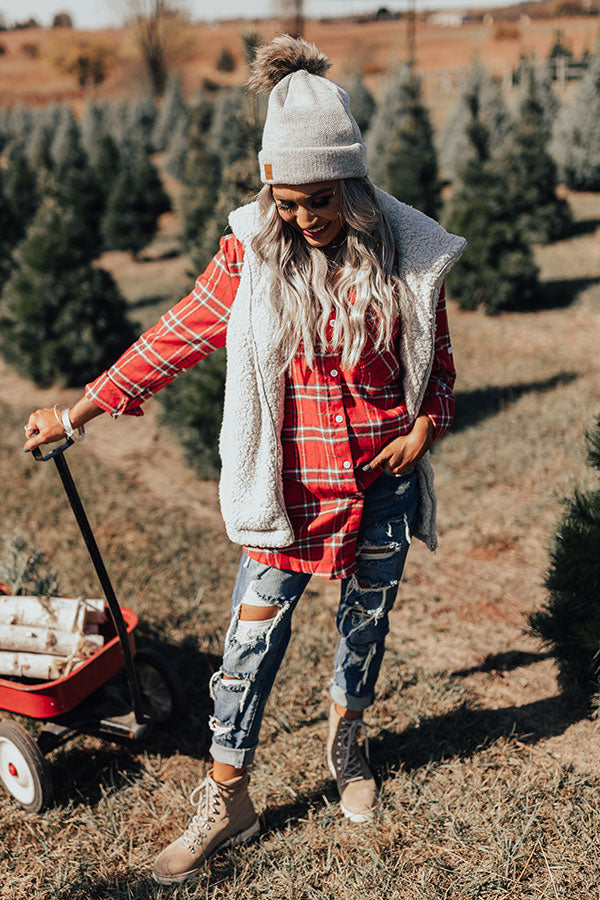 Supreme Snuggles Sherpa Vest in Light Grey