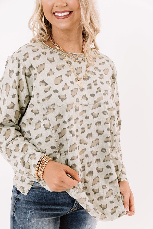 Enjoying Life Leopard Top In Pear Image - 4