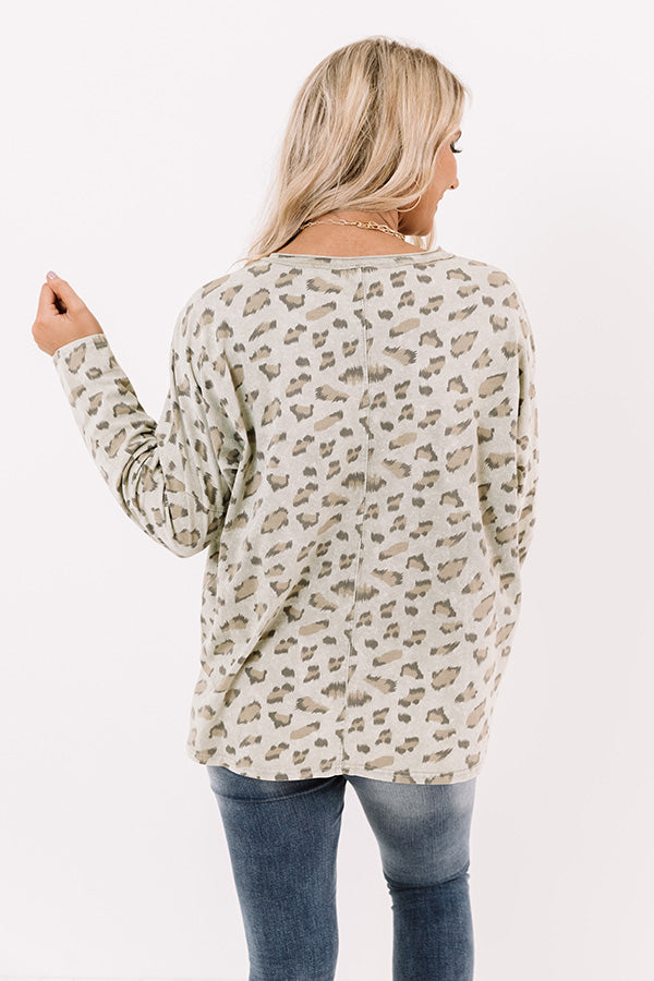 Enjoying Life Leopard Top In Pear Image - 5