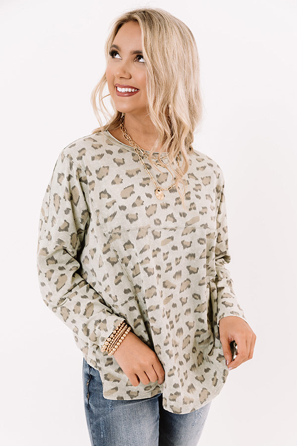 Enjoying Life Leopard Top In Pear Image - 3
