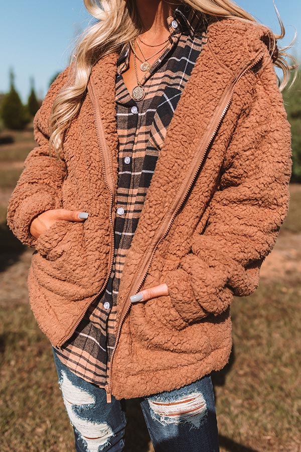 Wrapped In Cuddles Sherpa Sweater in Camel Image - 3