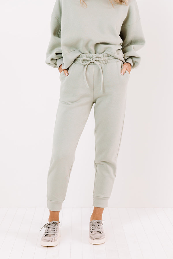 Cozy Aesthetic Joggers in Light Sage