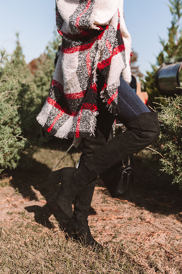 The Jovi Faux Suede Thigh High Boot In Black Image - 3