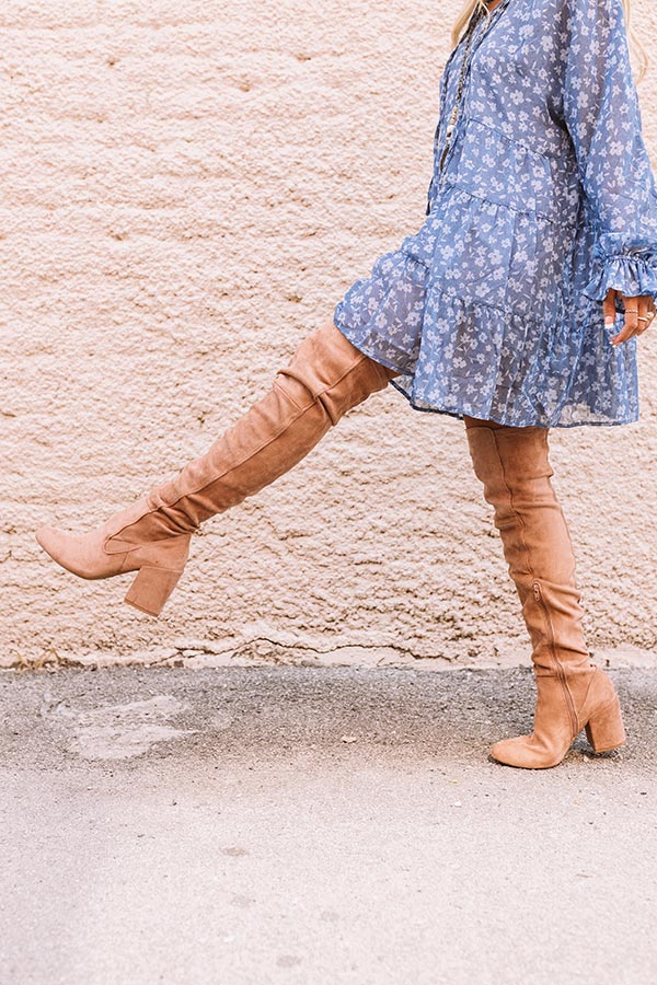 The Jovi Faux Suede Thigh High Boot In Latte