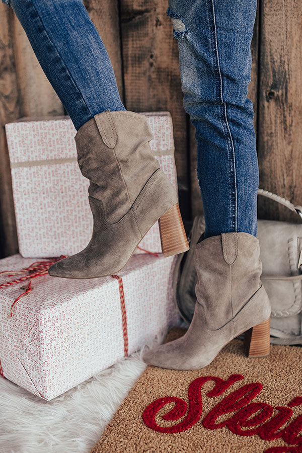 The Valley Faux Suede Ankle Bootie In Grey Image - 1