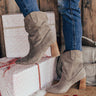 The Valley Faux Suede Ankle Bootie In Grey Image - 1