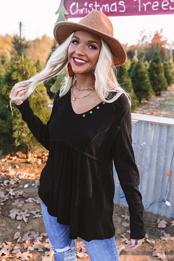 Coffee Talks Babydoll Top in Black