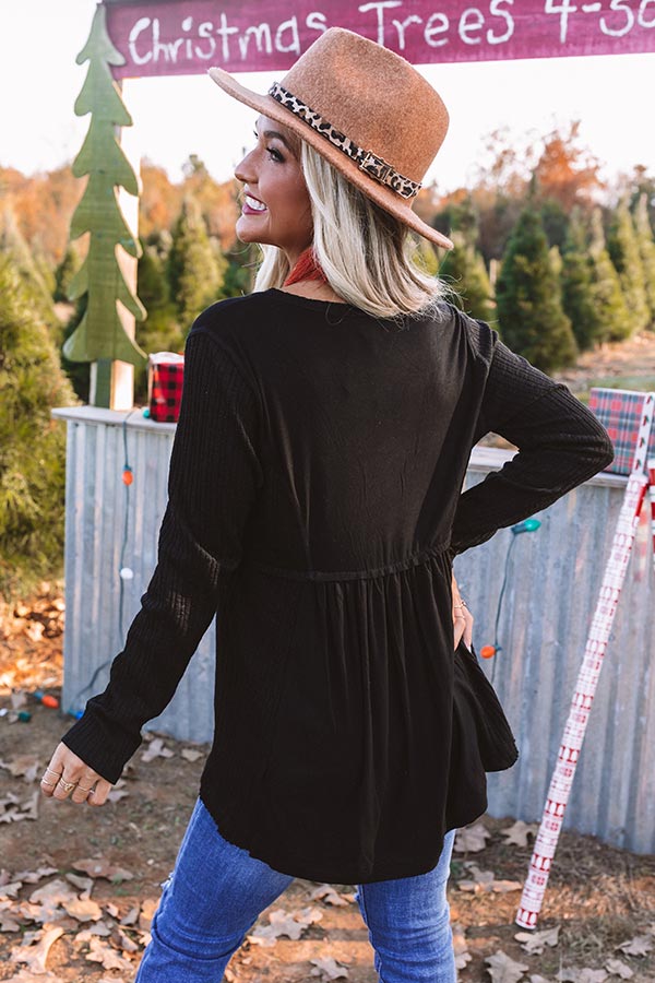 Coffee Talks Babydoll Top in Black Image - 4