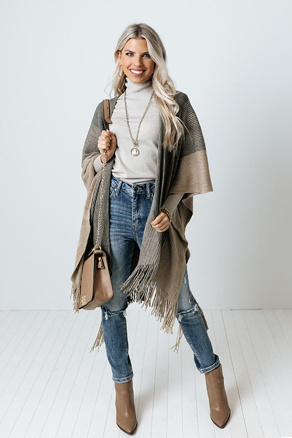 Snowy Dawn Poncho In Beige Image - 2