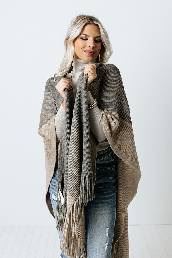 Snowy Dawn Poncho In Beige Image - 3