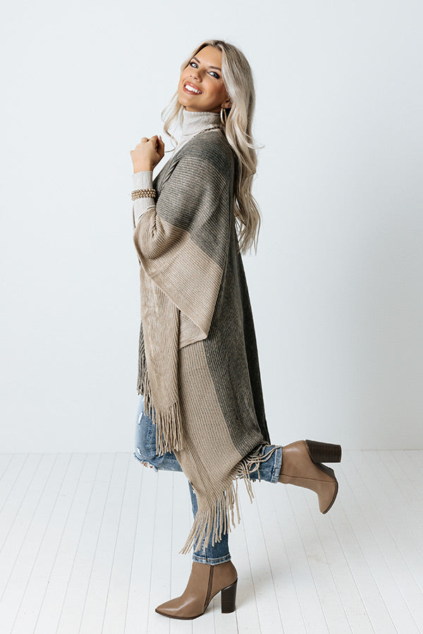 Snowy Dawn Poncho In Beige Image - 5