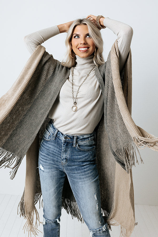 Snowy Dawn Poncho In Beige