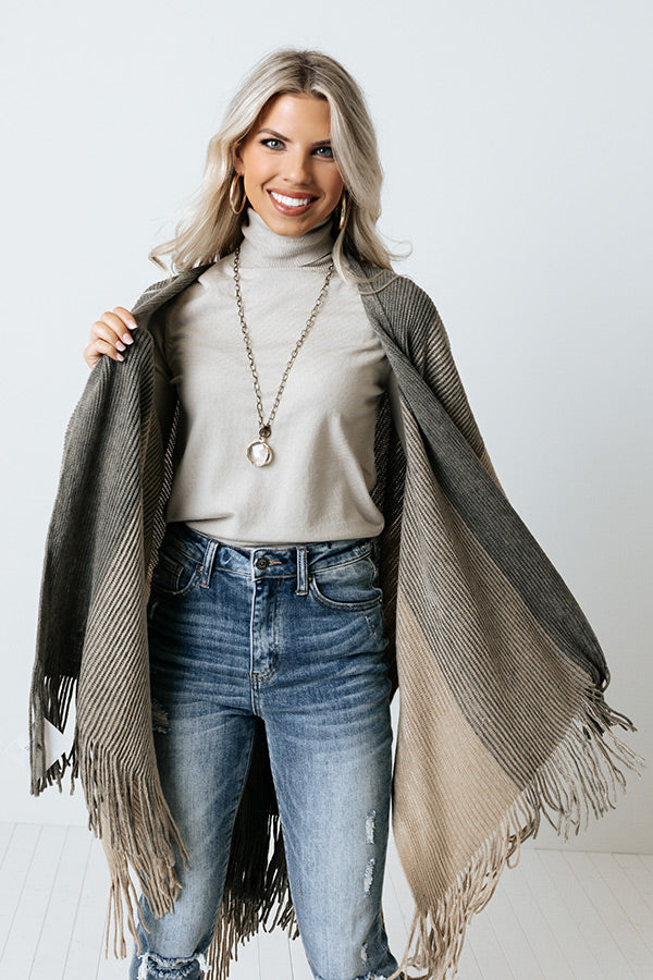 Snowy Dawn Poncho In Beige Image - 4