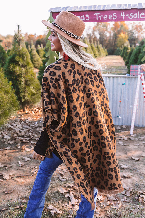 Mutual Attraction Leopard Poncho In Camel Image - 5