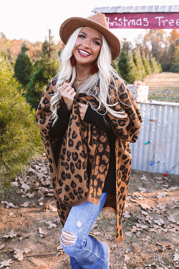Mutual Attraction Leopard Poncho In Camel Image - 3